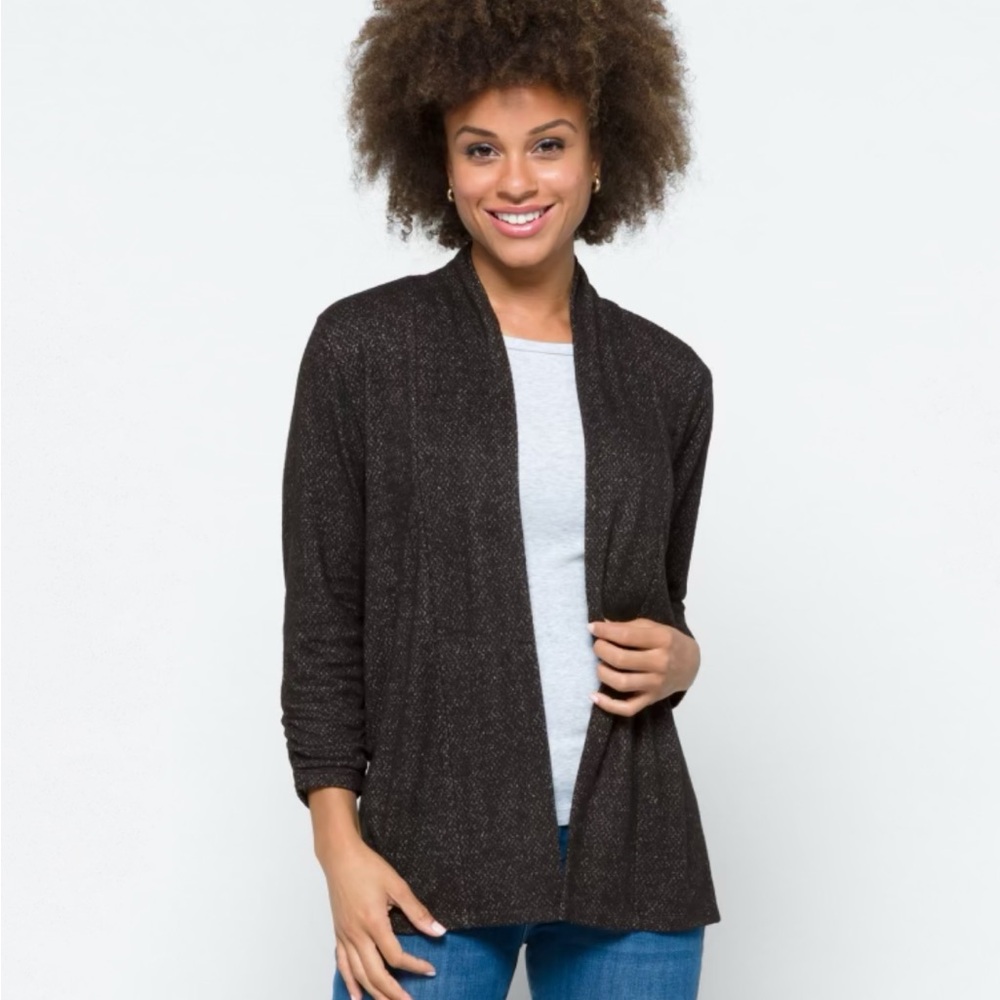 BOBEAU Thora Herringbone Cardigan